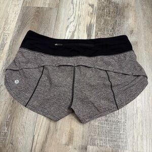 Lululemon grey speed up shorts size 4